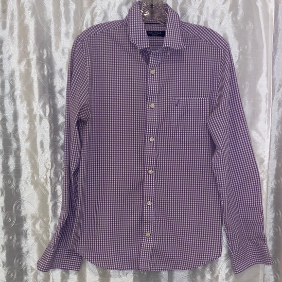 Nautica Men's Purple Checkered Button Down Shirt Size Slim Fit Small 🔥 YB8 - Picture 1 of 4